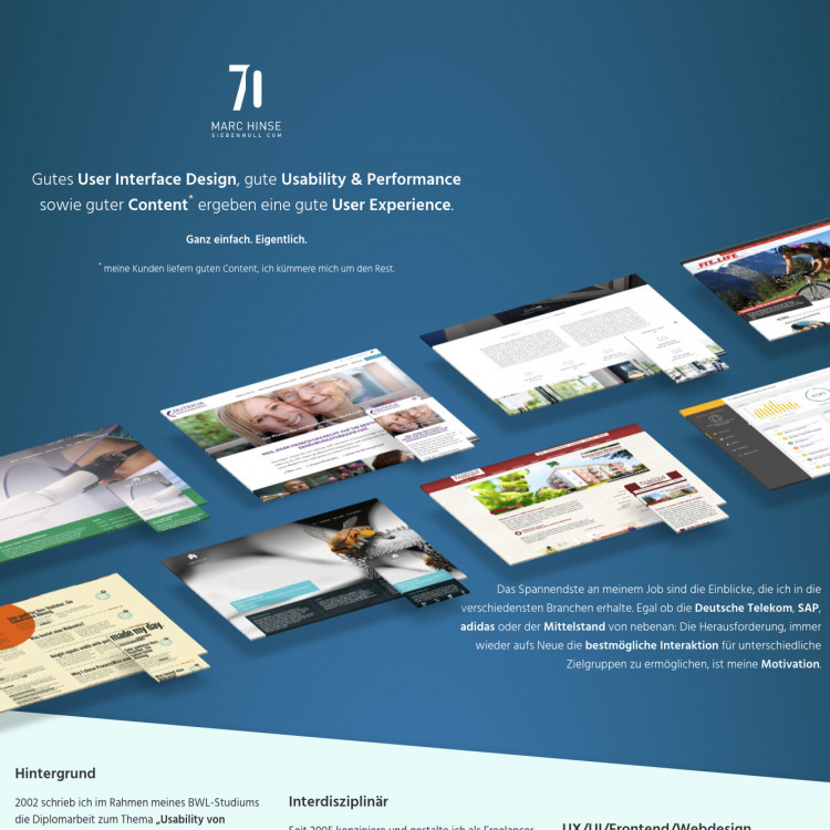 screenshot of website siebennull.com